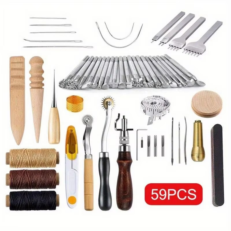 59PCS Leather Craft Set Hand T - Groover Stitching Tool review and price