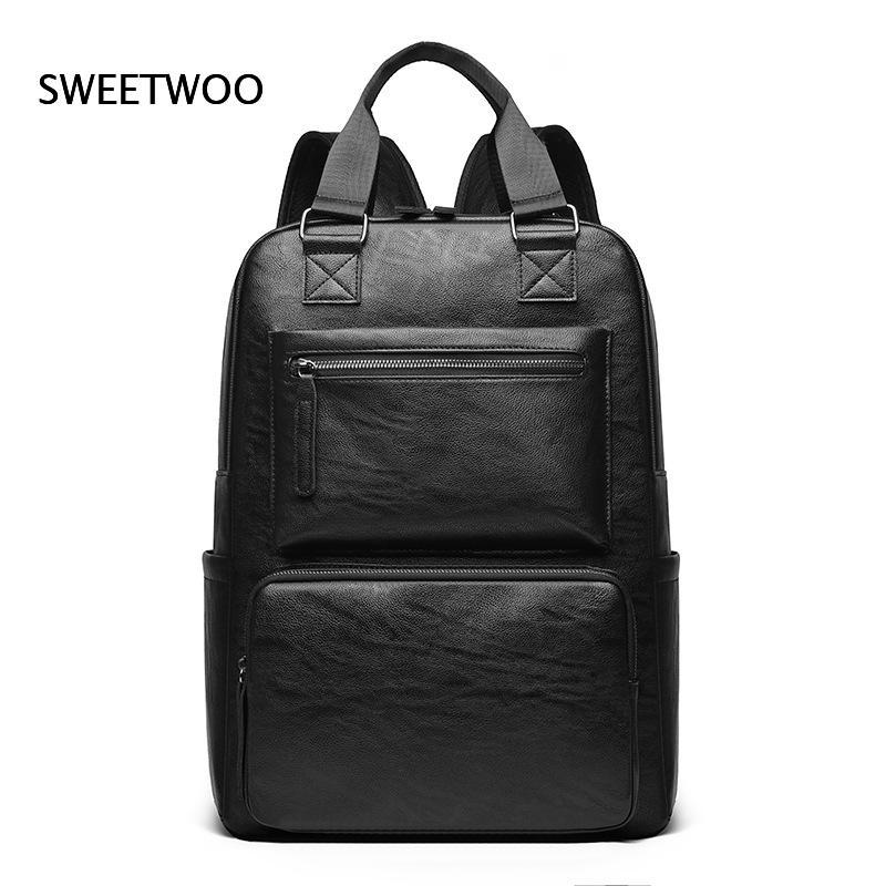 Men Faux Leather Laptop Backpa - Leather Work Rucksack Mens review and price