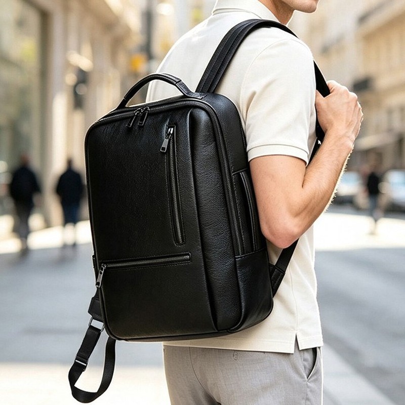 Black Genuine Leather Laptop B - Leather Work Rucksack Mens review and price