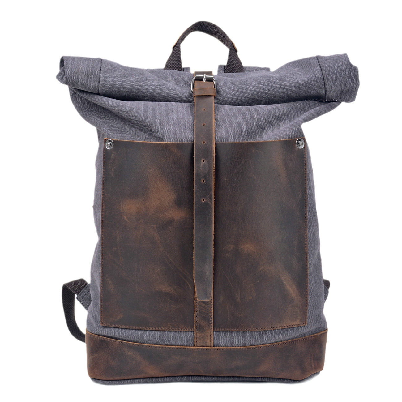 Men’s Waxed‑Canvas Roll‑Top Ru - Leather Work Rucksack Mens review and price