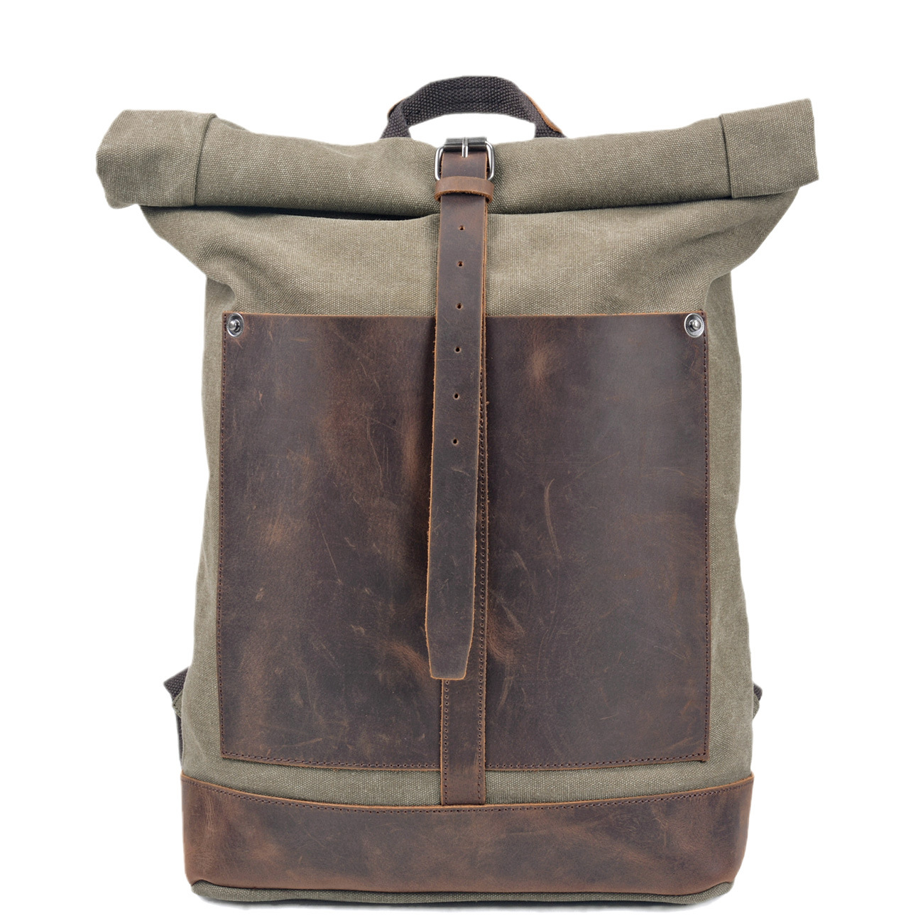 Men’s Waxed‑Canvas Roll‑Top Ru - Leather Work Rucksack Mens review and price